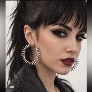 🖤 Punk Rock Spiked Hoop Earrings 🤘